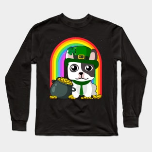 French Bulldog Rainbow Irish Clover St Patrick Day Dog Gift product Long Sleeve T-Shirt